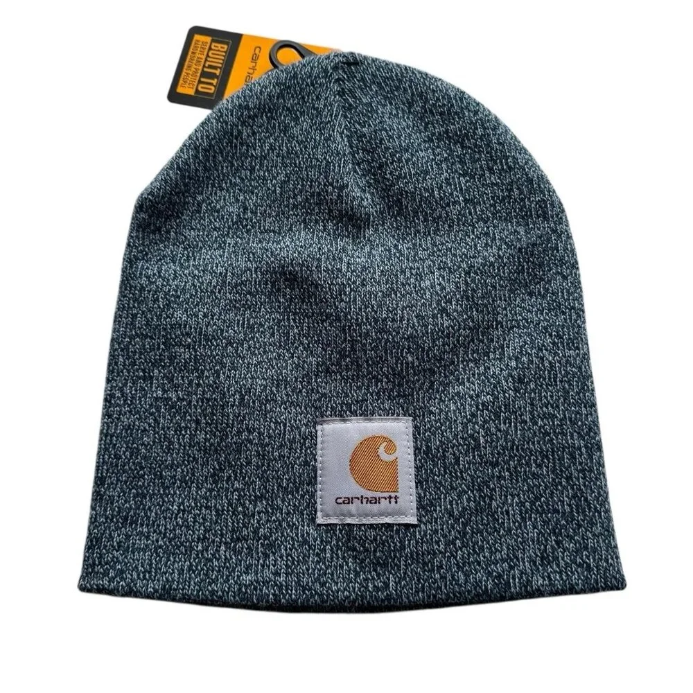 Carhartt Acrylic Beanie Knit Hat A205-H79 NIGHT BLUE ALPINE BLUE MARL New - Picture 1 of 4